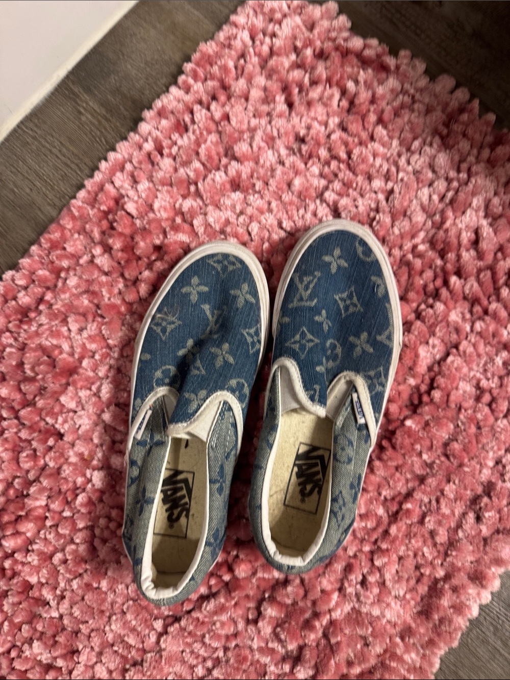 Vans  Slip-On Sneakers in Denim Blue with Monogram Pattern